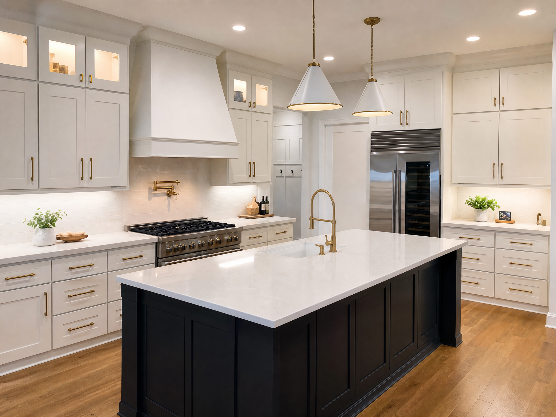 Cabinet refinishing white kitchen Bloomfield Hills MI