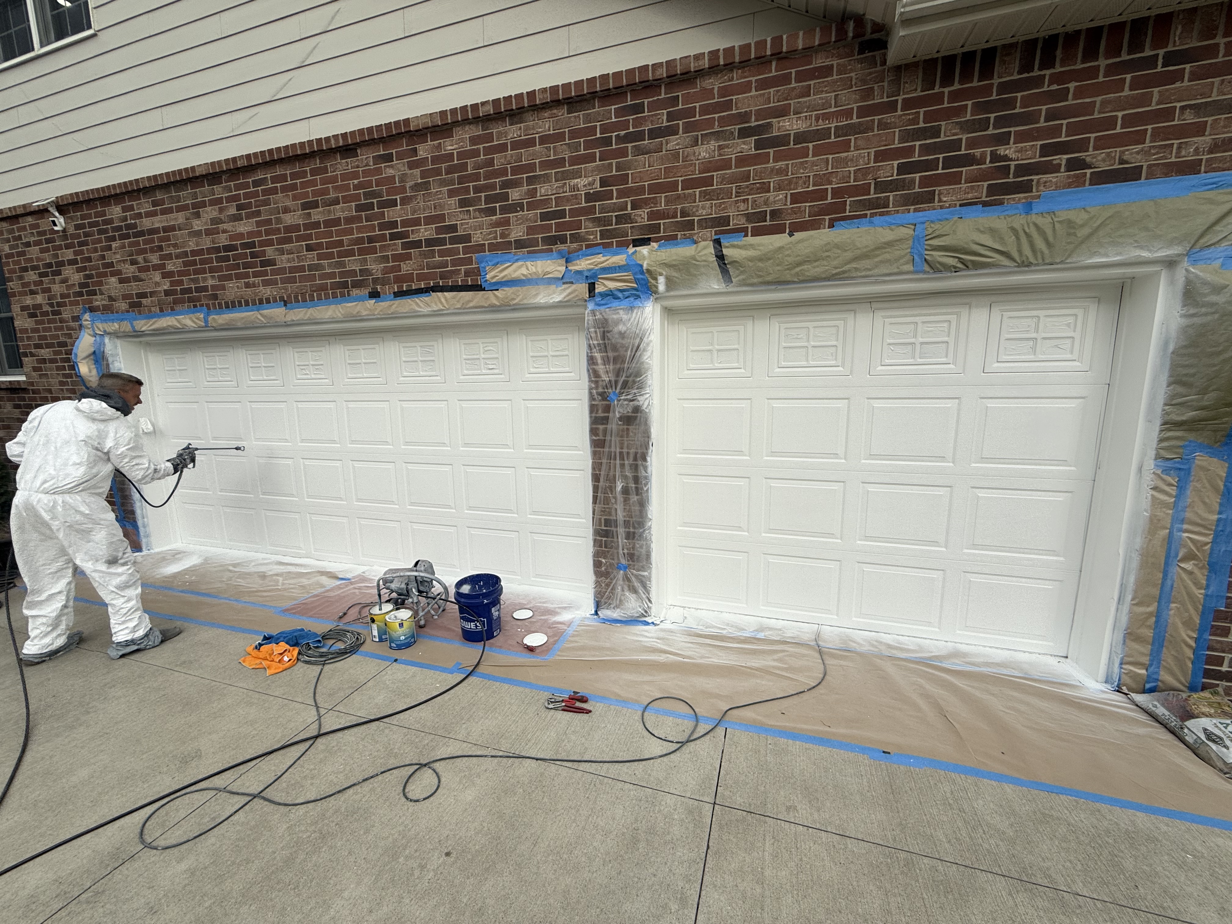 Garage door painting spray finish Oakland County MI