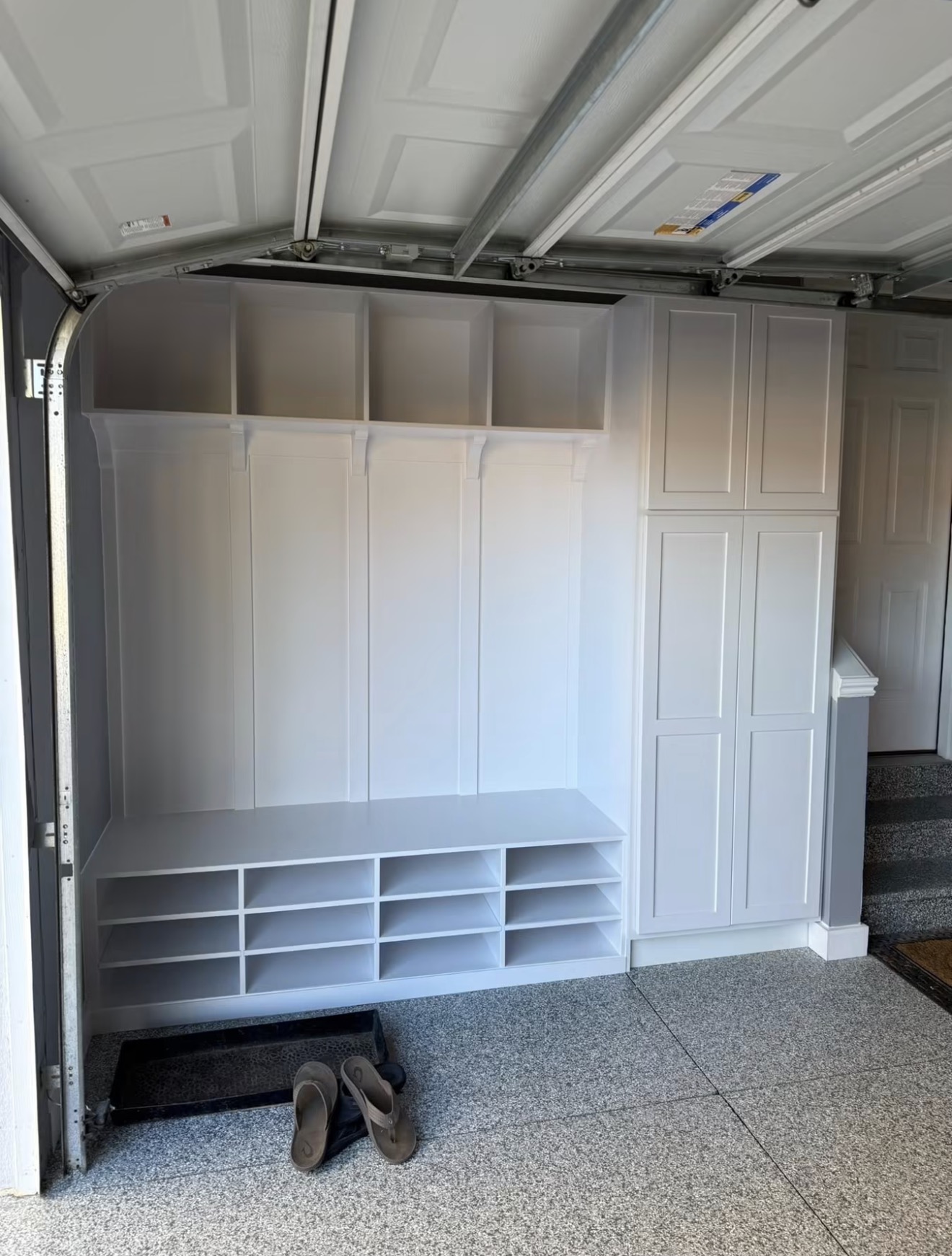 Garage custom mudroom and storage painting Oakland County MI