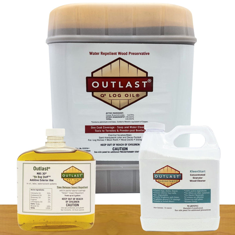 Outlast Q8 Log Oil wood preservative containers